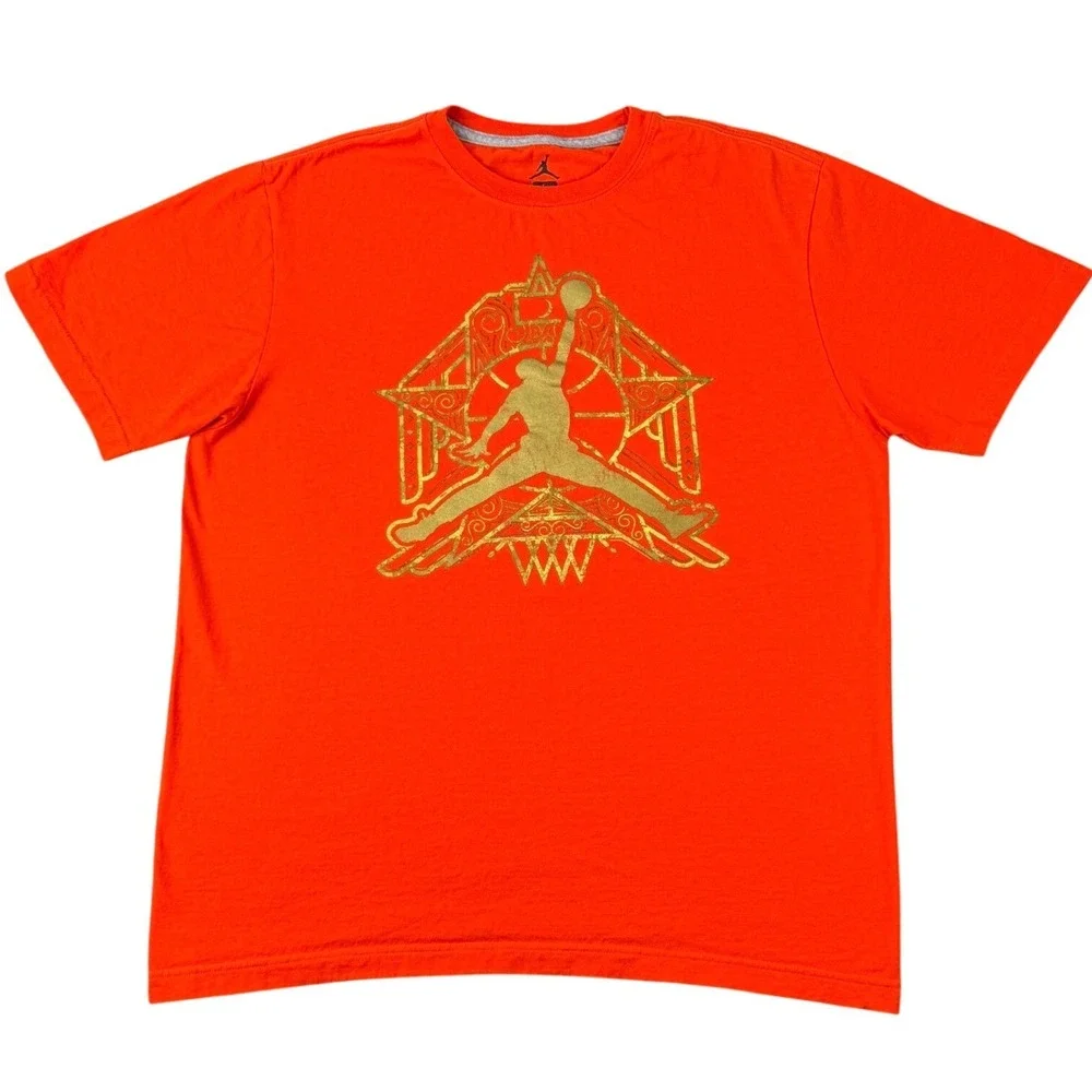 Nike Air‎ Jordan Size L Jumpman Dunk Logo Orange Cotton T-Shirt Basketball 2013